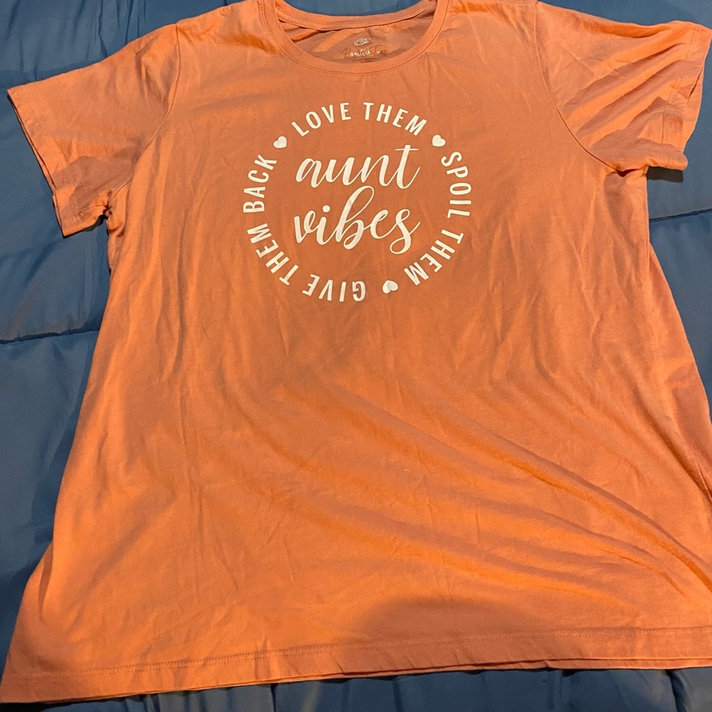 Positive Tees Size XL (16/18) Peach colored “Aunt Vibes” T-shirt